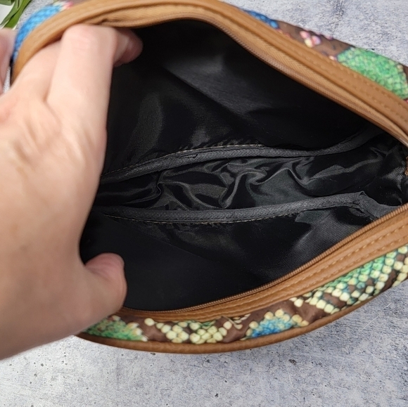 Nicole Miller | Colorful Snakeskin Print Zipper Makeup Bag - Picture 3 of 6